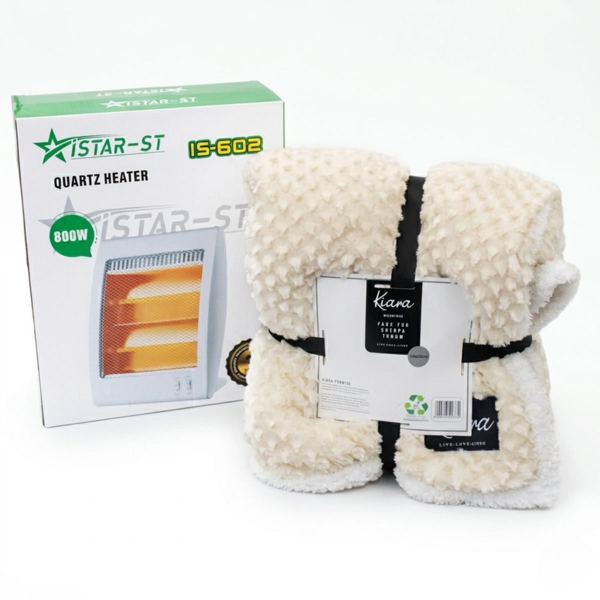 I-star 800W Quartz Heater & Kiara Sherpa Throw Bundle – Home Hyper