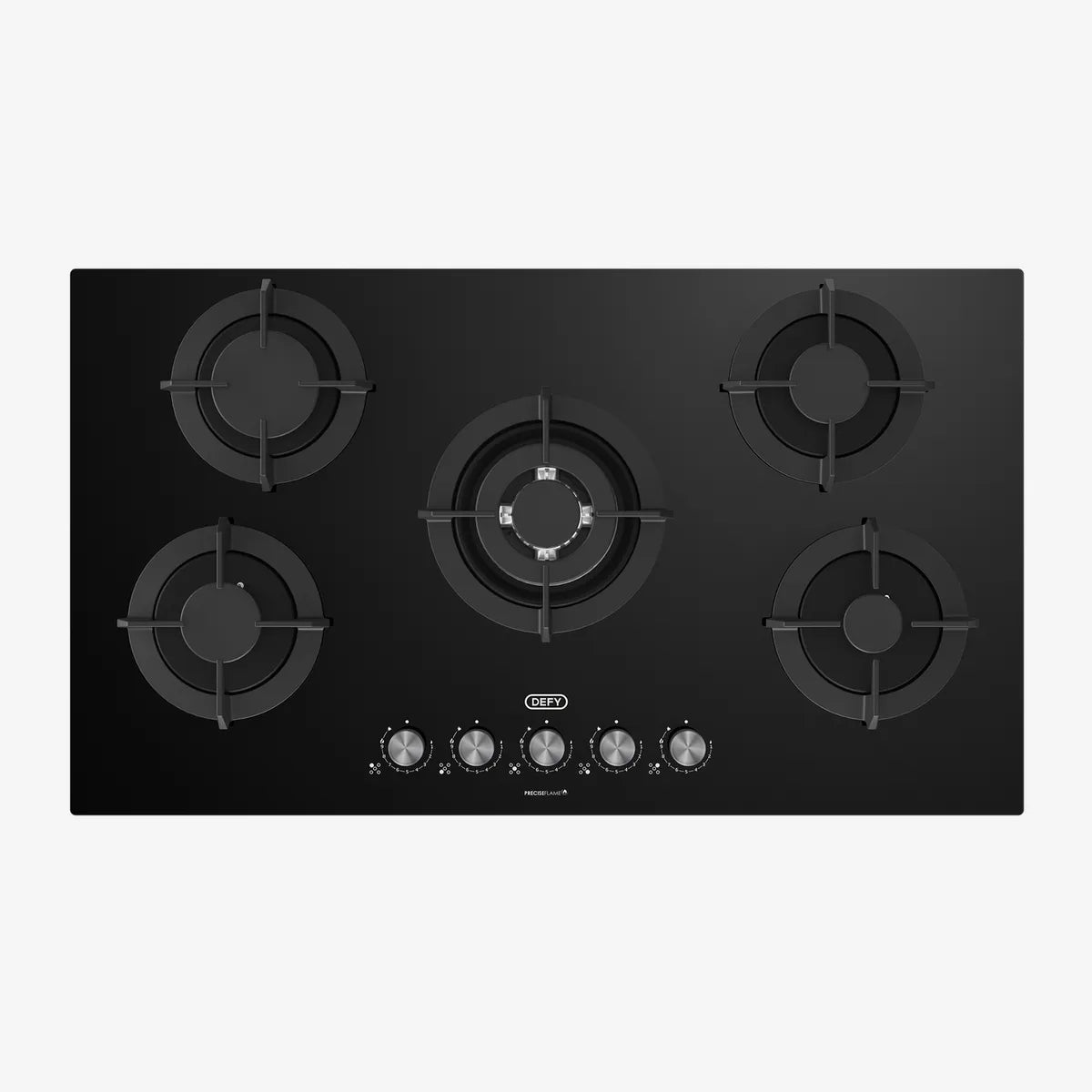 Defy 90cm Gemini Gas on Glass Hob with Wok Black — DHG905 – Home