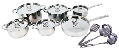 TISSOLLI - Bekaline 15 PCS Stainless Steel Cookware Set