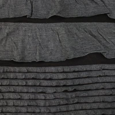 Milange Ruffle Knit - 2 Designs - Grey/Black - 150CM