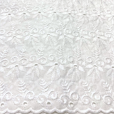 Anglaise Fabric - 100% Cotton - Assorted Designs- White - 110cm