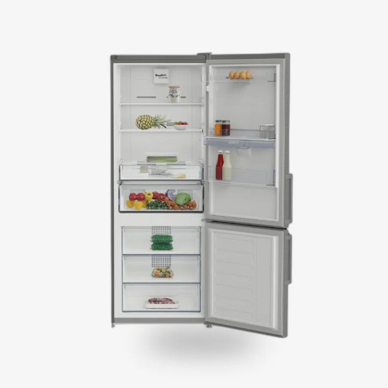 Defy 70cm Fridge/ Freezer Frost Free Naturelight Satin Metallic — DAC705