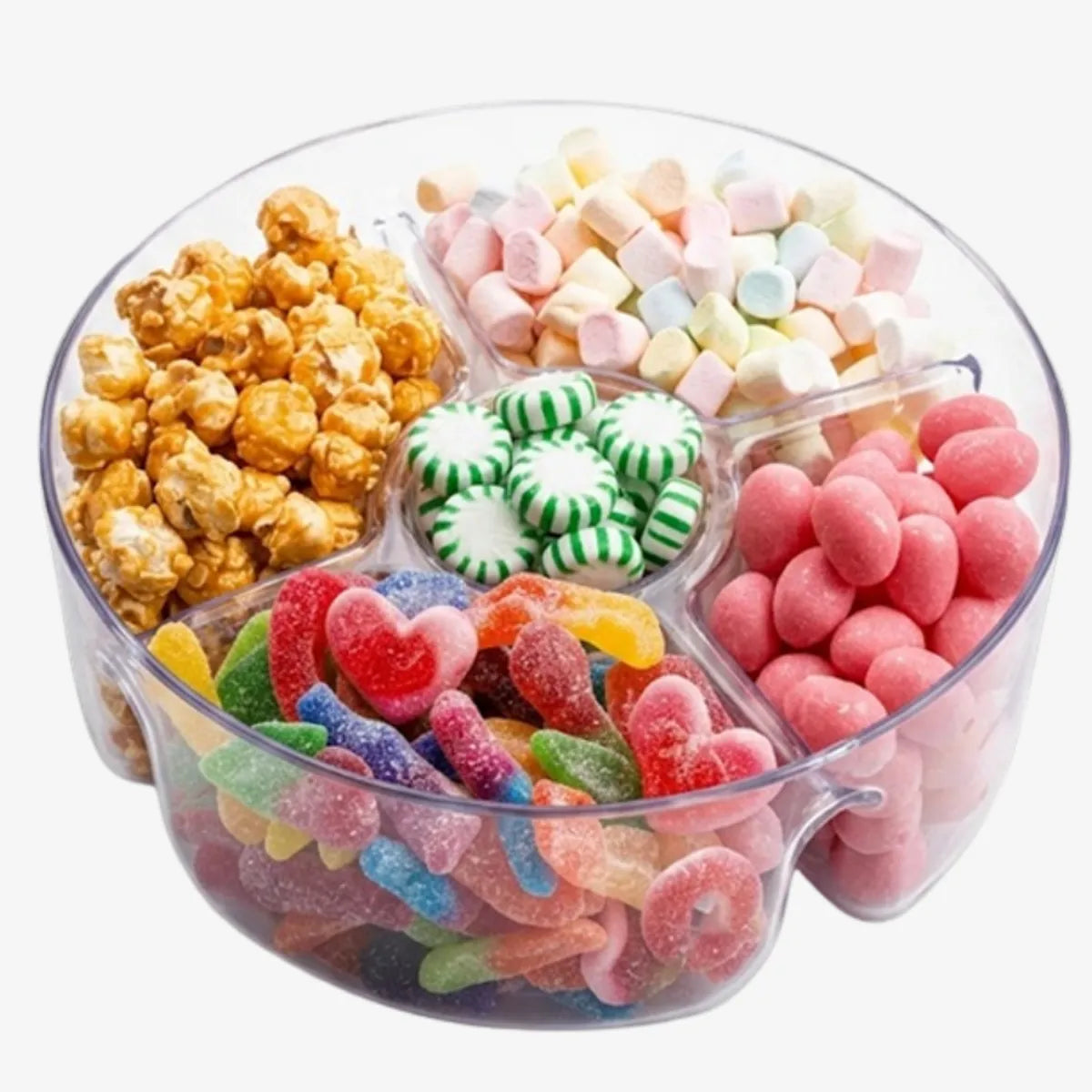 Clear 5-Compartment Acrylic Snack Platter — 250mm