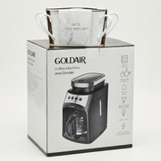 Goldair Digital Grind & Brew Coffee Maker Bundle — Includes 4-Piece Embossed Mug Set