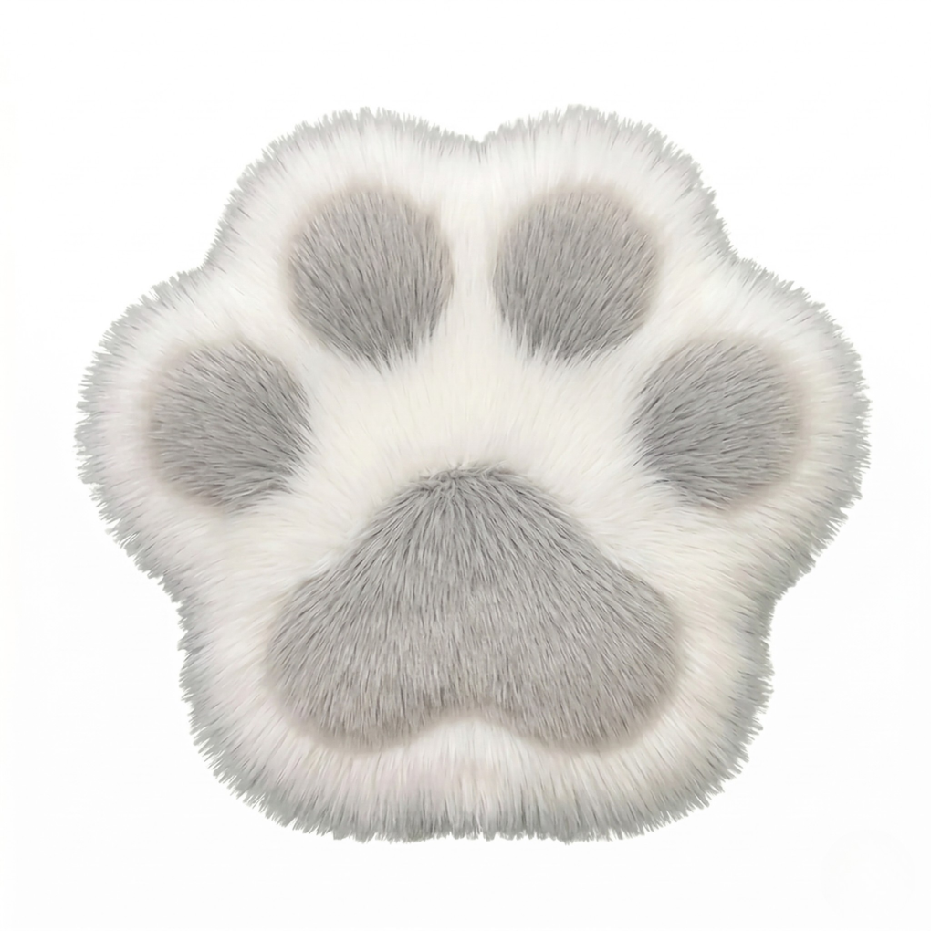 Long Fur Paw Print Mat — 80 x 90cm