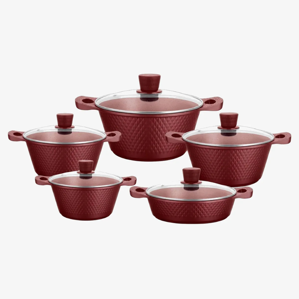 Royal Homeware 10-Piece Diamond-Embossed Cookware Set — Non-Stick