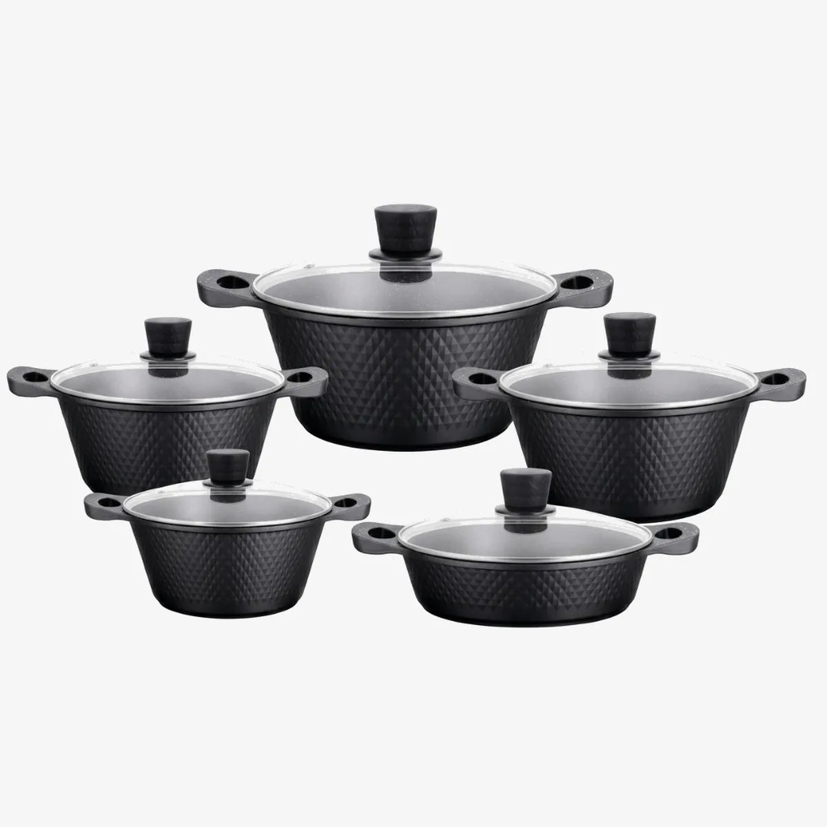 Royal Homeware 10-Piece Diamond-Embossed Cookware Set — Non-Stick
