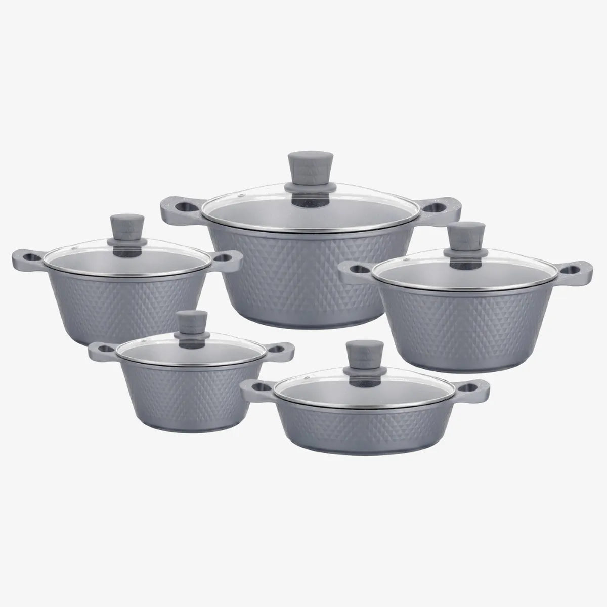 Royal Homeware 10-Piece Diamond-Embossed Cookware Set — Non-Stick