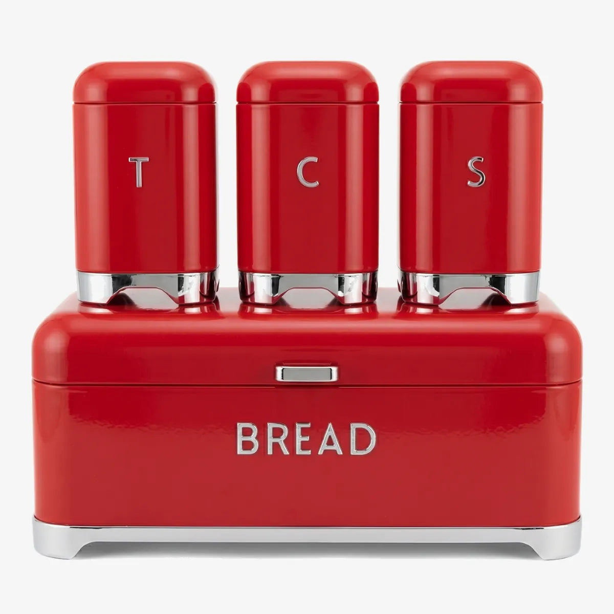 Royal Homeware - Milano Steel Bread Bin & 3-Piece Canister Set