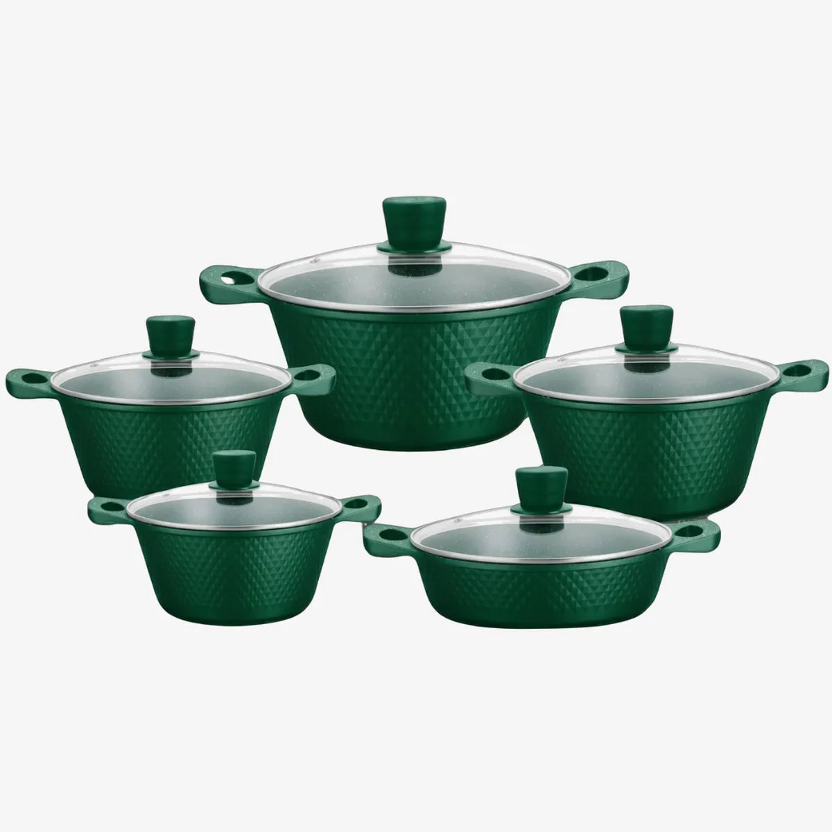Royal Homeware 10-Piece Diamond-Embossed Cookware Set — Non-Stick
