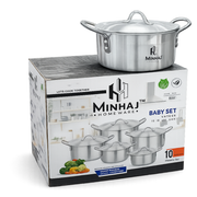 Minhaj Aluminium Cookware Pot Set with Lids — 10 Piece
