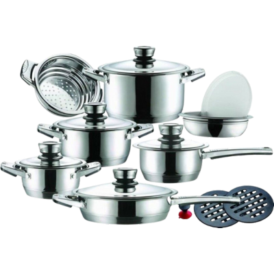 Pot set - Tommy Leopard - 16pc - Stainless Steel