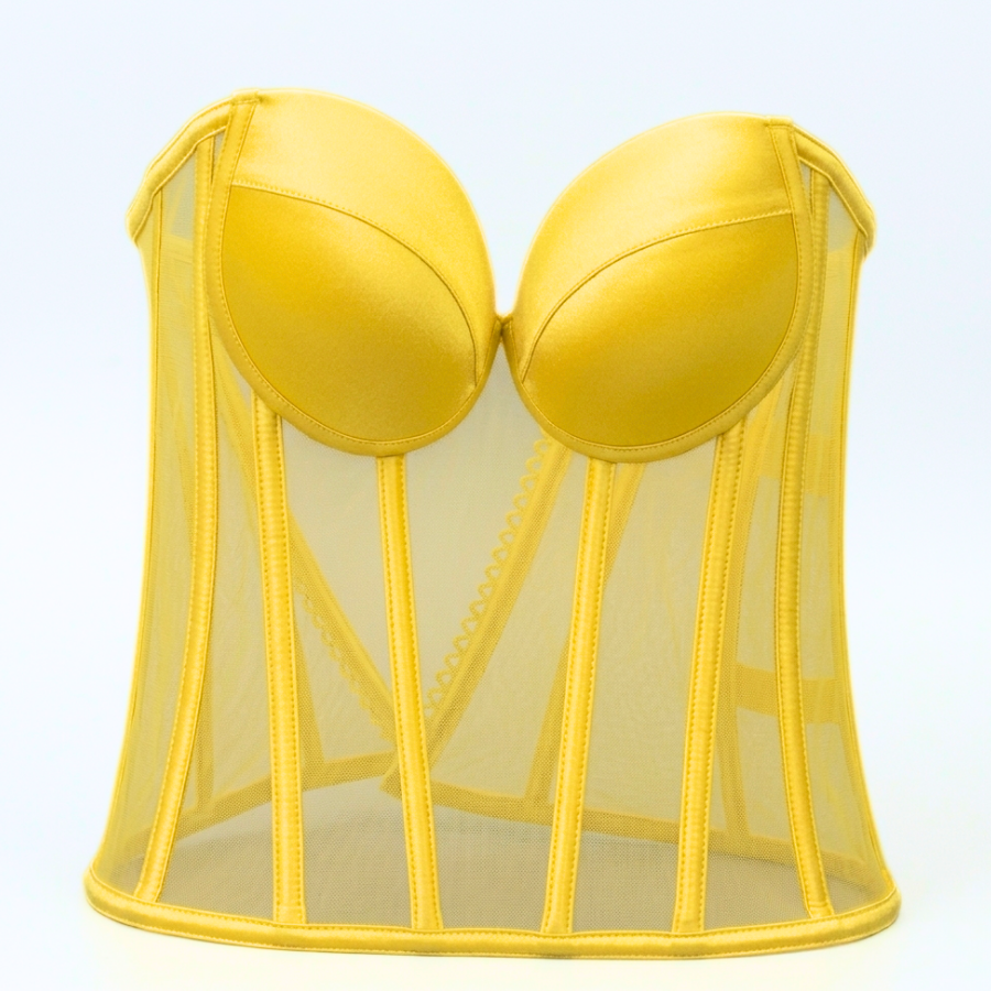 Elegance Sheer Mesh Structured Corset Bustier Top — Assorted Colours