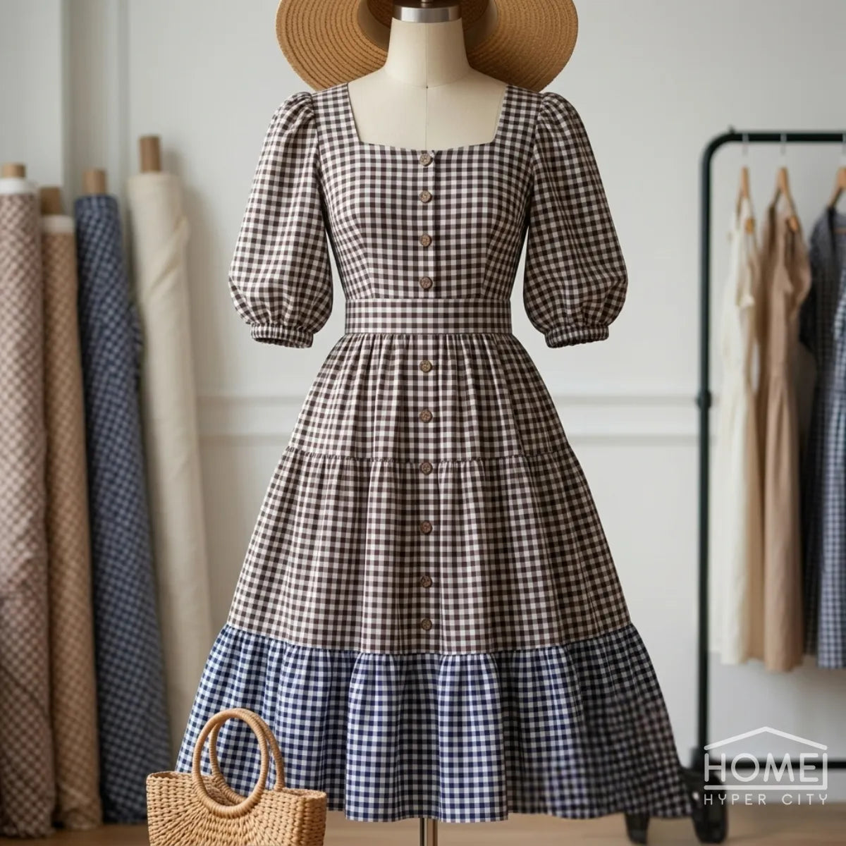 Gingham Check Apparel & Decor Fabric — 150cm Wide