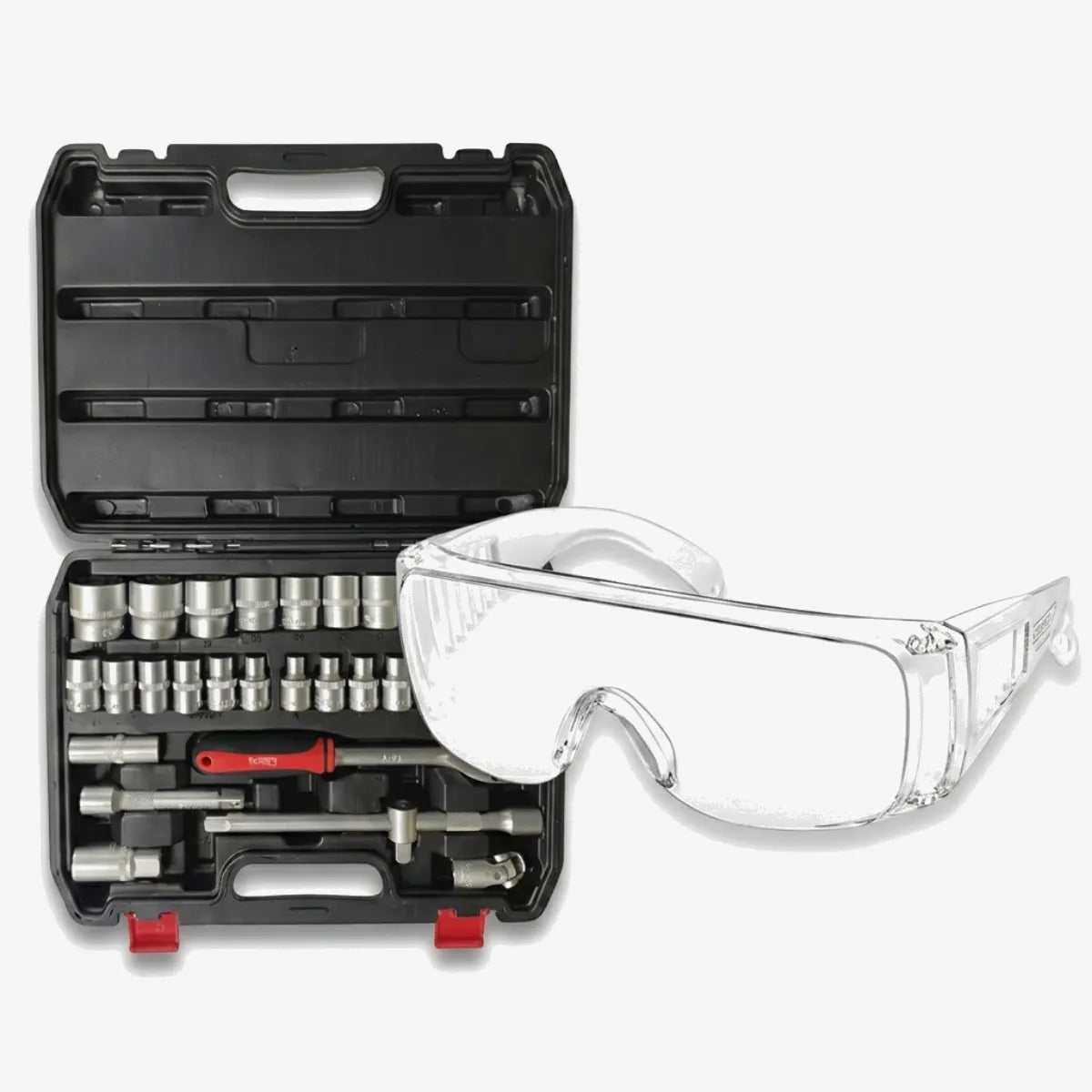 Omega Chrome Vanadium Socket Set & Clear Safety Glasses Combo