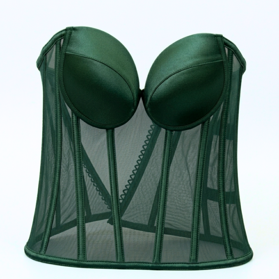 Elegance Sheer Mesh Structured Corset Bustier Top — Assorted Colours
