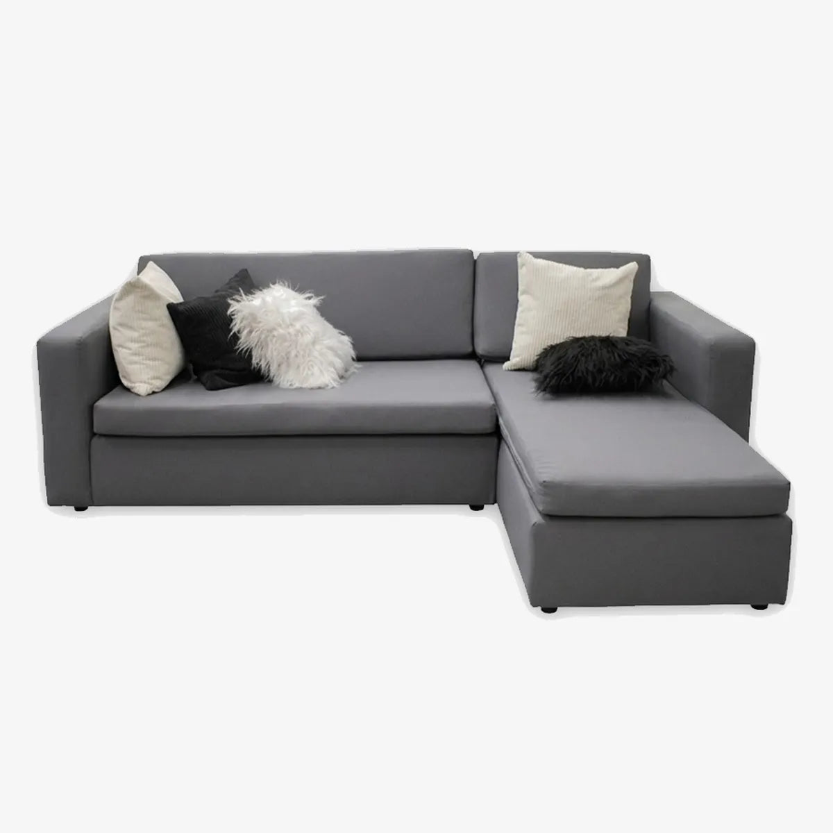 Modern L-Shape Lounge Suite — Includes 5 Scatter Cushions — Grey