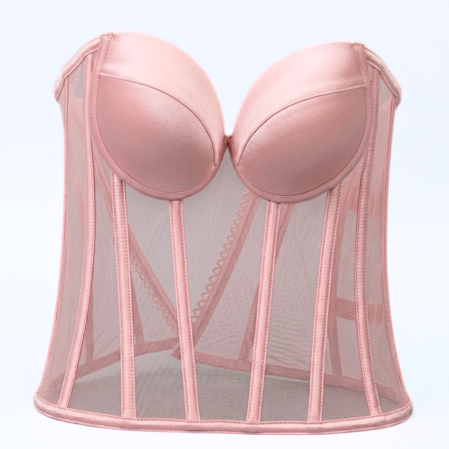 Elegance Sheer Mesh Structured Corset Bustier Top — Assorted Colours