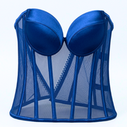Elegance Sheer Mesh Structured Corset Bustier Top — Assorted Colours
