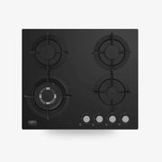 Defy 60cm Slimline Gas on Glass Hob with Wok Black — DHG604