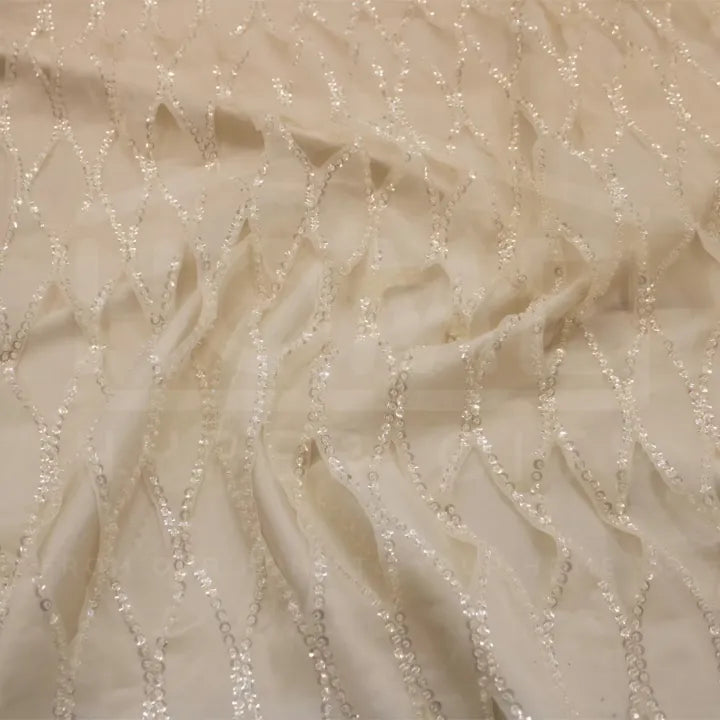 Bridal Beaded Embroidered Lace — BL15C — 135cm Wide