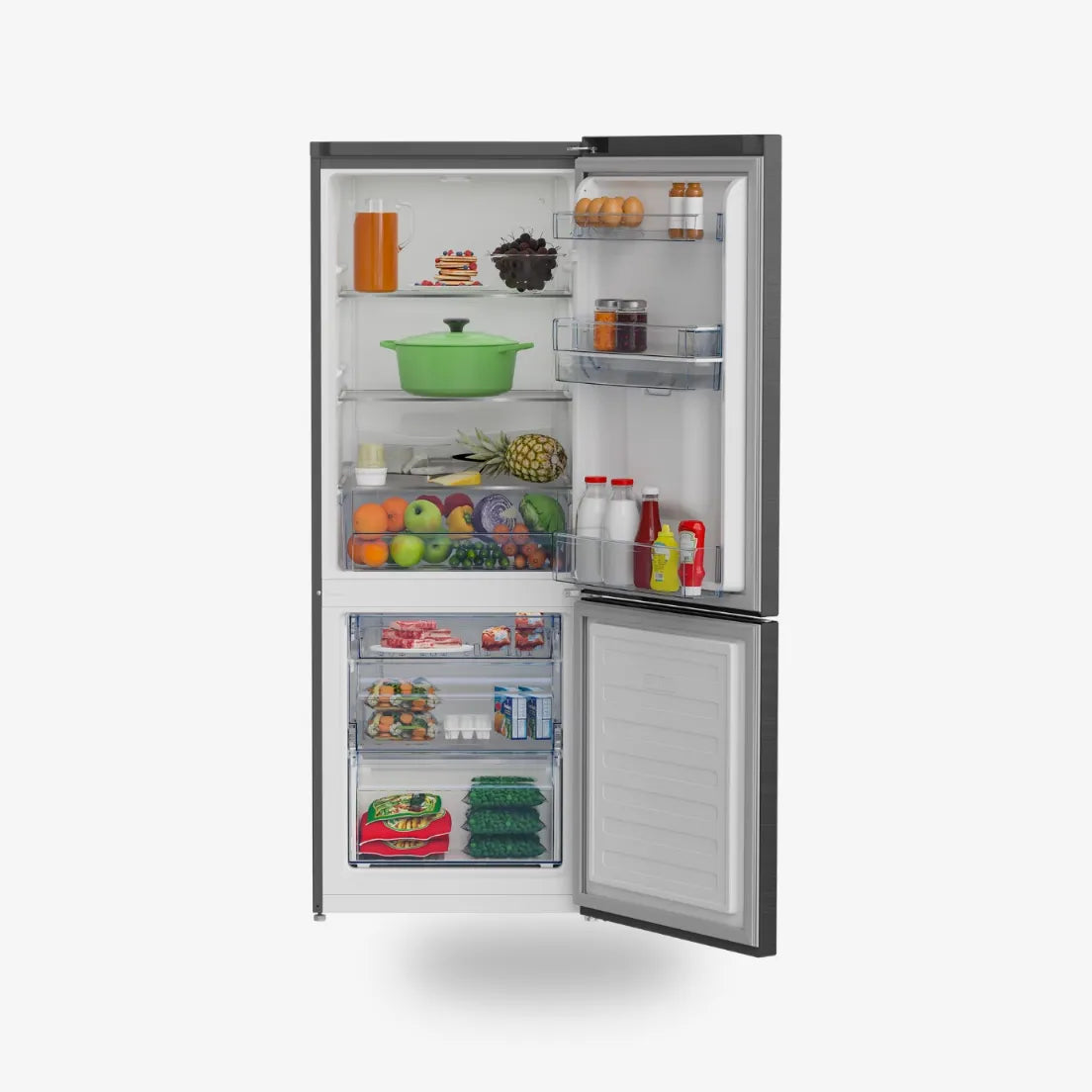 Defy 60cm Fridge / Freezer WD Satin Metallic — DAC627