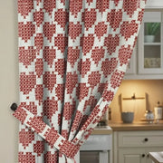 Kitchen Curtain Taped Sweet Red Hearts — 3m x 1.2m