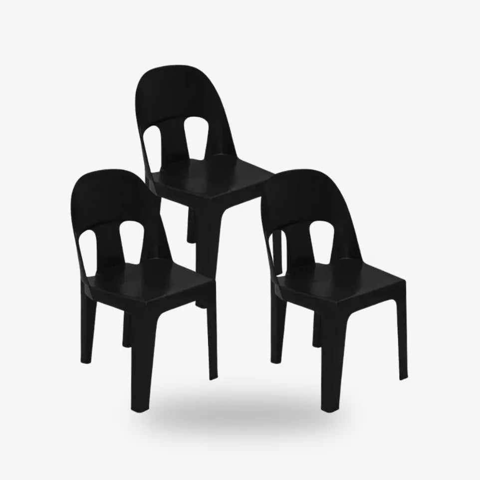 Adult Party Chairs — Black — Set of 3