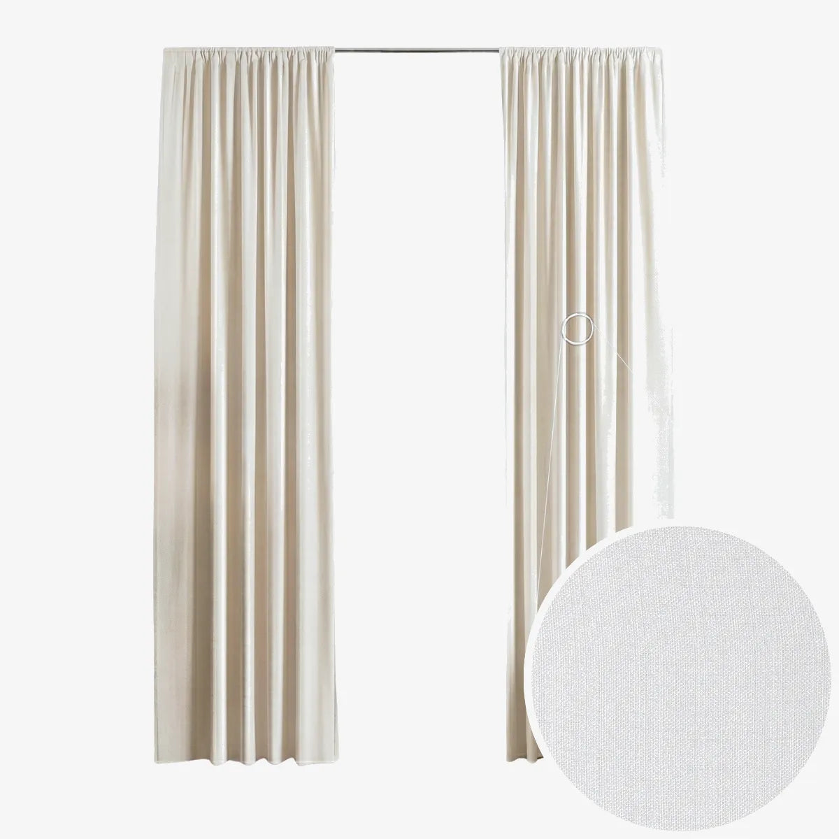 Complete Double Rail Curtain Bundle — Self-Lined Curtains 230 x 218cm — 5m Voile & Rail