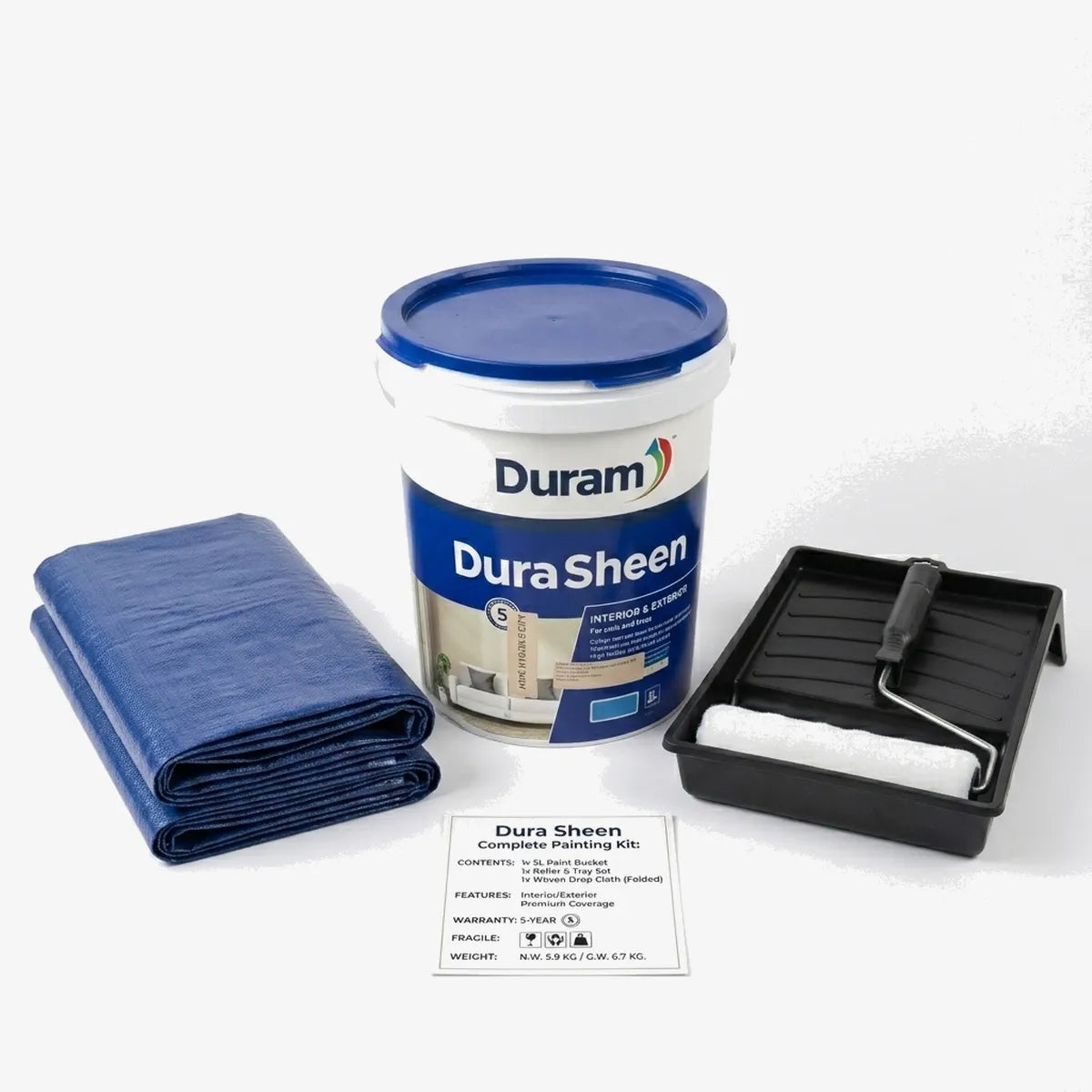 Duram DuraSheen White Interior & Exterior Paint Complete Kit — 20L