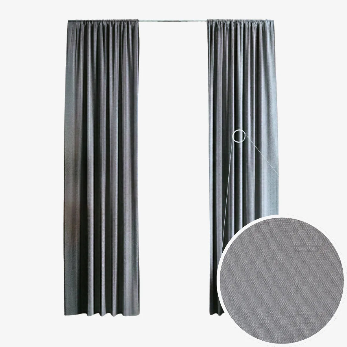 Complete Double Rail Curtain Bundle — Self-Lined Curtains 230 x 218cm — 5m Voile & Rail