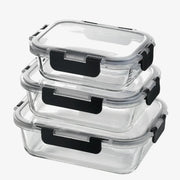 Glass Container Set — 3 Piece — Airtight Locking Lids