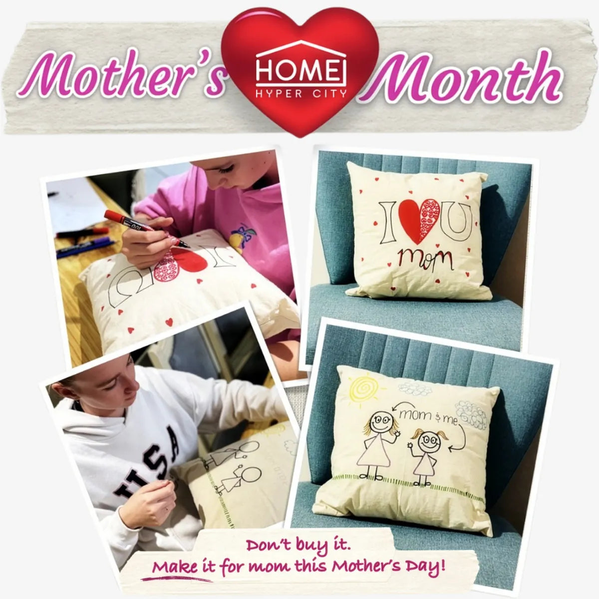 Make It For Mum DIY Canvas Cushion & Marker Set