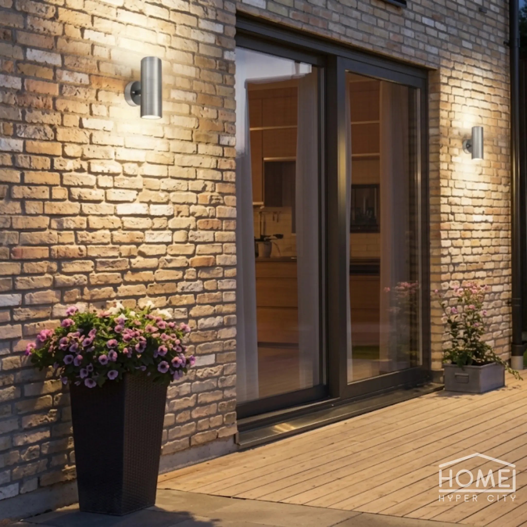 Stainless Steel Up & Down Outdoor Wall Light with 2 GU10 LED Bulbs