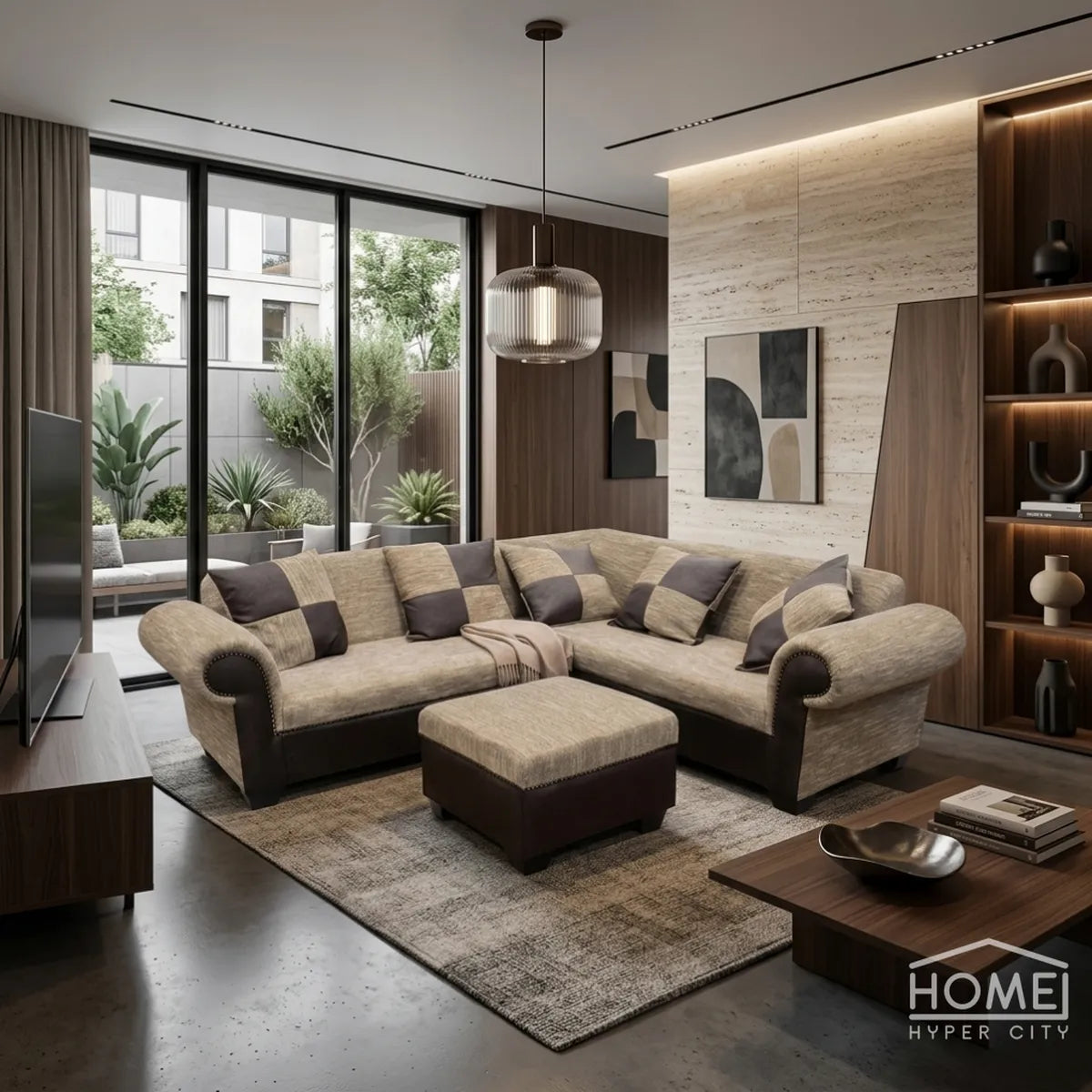 Genesis Corner Lounge Suite with Ottoman — 4 Piece Set