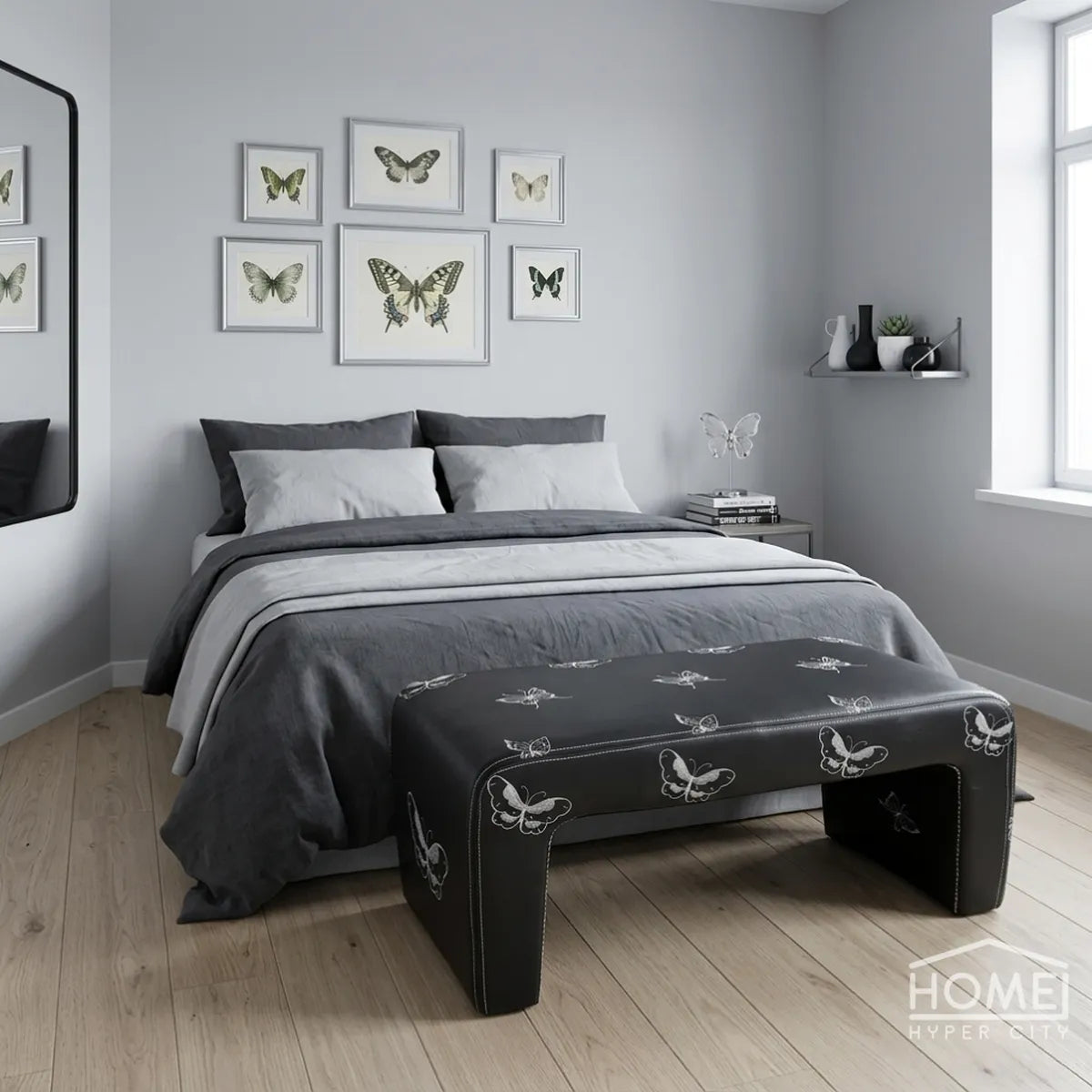 2-Seater Butterfly Ottoman — Upholstered Bench