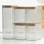 Minhaj Homeware 5-Piece Corrugated Airtight Storage Jar Set — Bamboo Lids