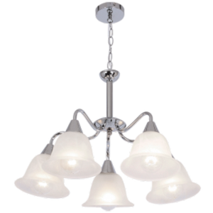Bright Star - Polished Chrome Chandelier with Alabaster Glass - CH231/5