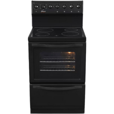 Univa - 600mm Electric Stove with Electric Oven & Ceran Top - Black - U126CB