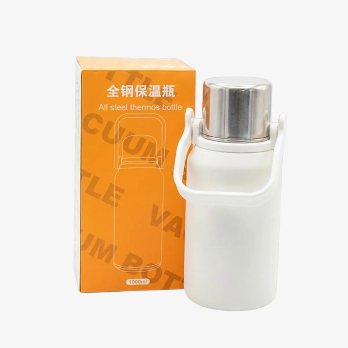 Stainless Steel Vacuum Thermos Flask with Carrying Handle — 1L