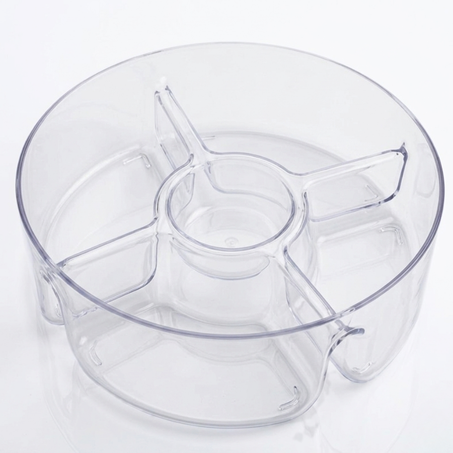 Clear 5-Compartment Acrylic Snack Platter — 250mm