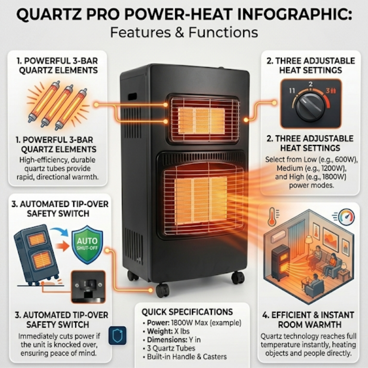 I-STAR Quartz Halogen Room Heater — 1200W — IS-609