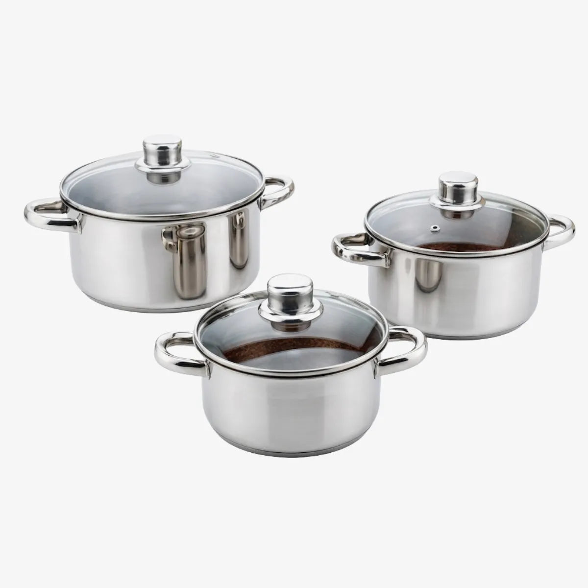 Tissolli 6Pc Stainless Steel Pot Set with Glass Lids