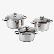 Tissolli 6Pc Stainless Steel Pot Set with Glass Lids