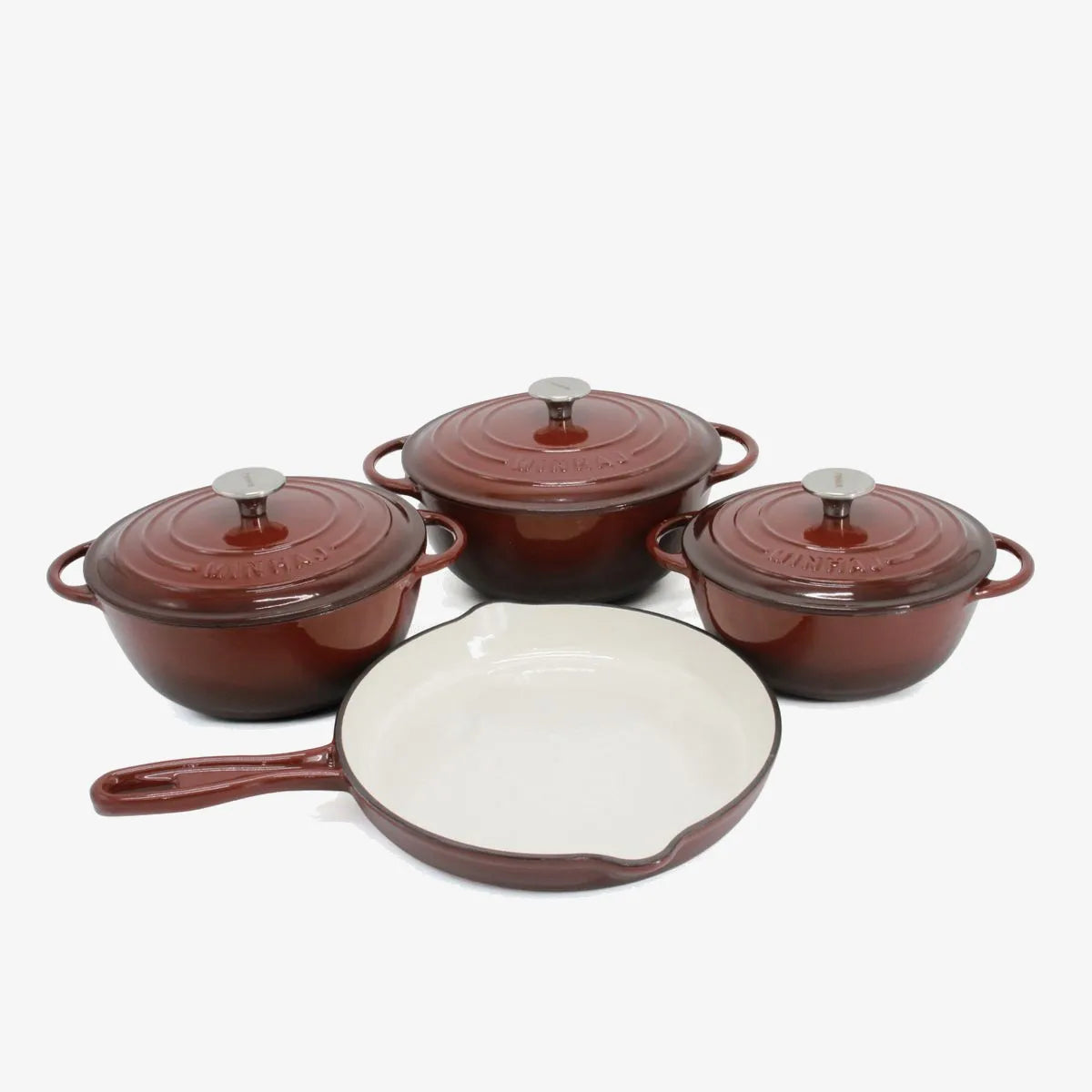 Minhaj 7-Piece Cast Iron Enamel Pot Set
