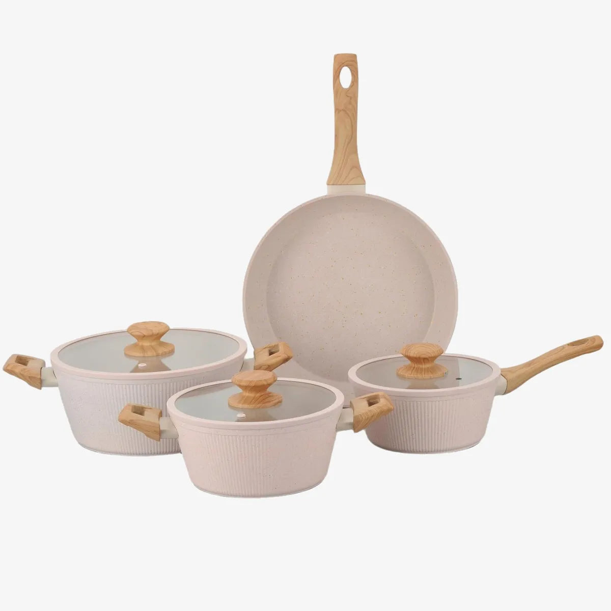 Minhaj Tulip Aluminium Pot Set — Pink — 7 Piece