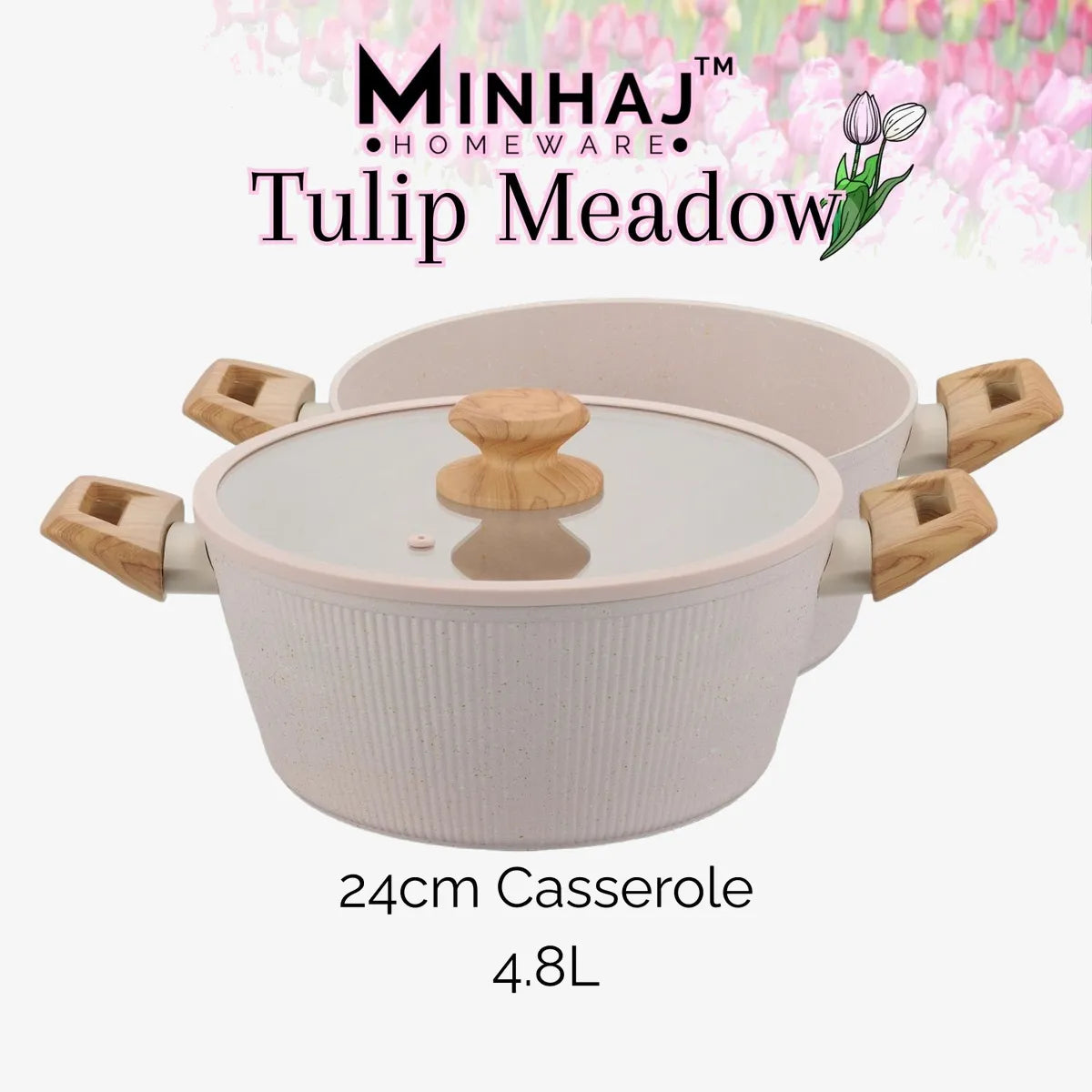 Minhaj Tulip Aluminium Pot Set — Pink — 7 Piece