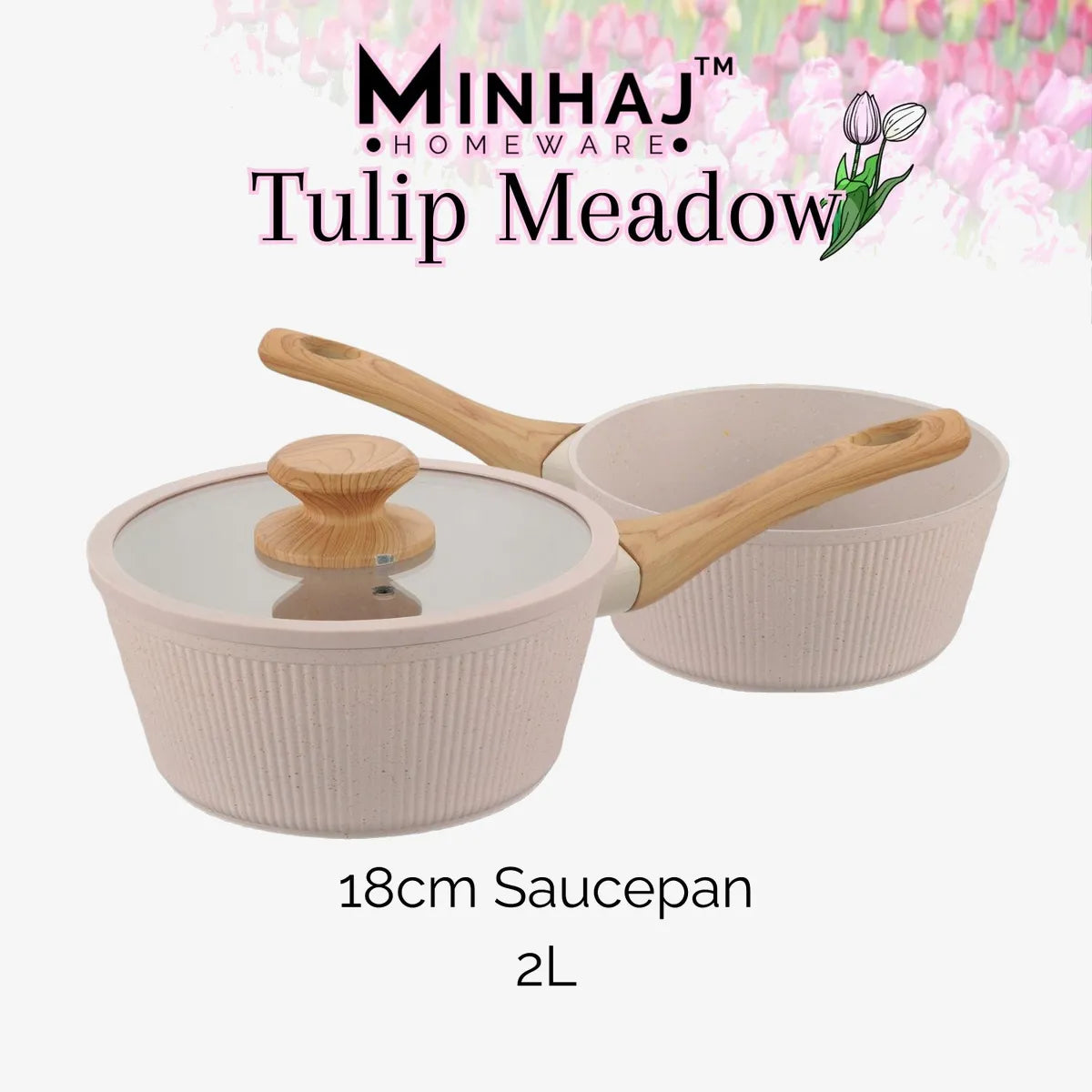 Minhaj Tulip Aluminium Pot Set — Pink — 7 Piece