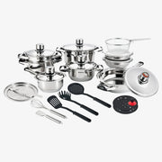 Minhaj 27Pc Stainless Steel Pot Set — 9 Layers Heavy Bottom