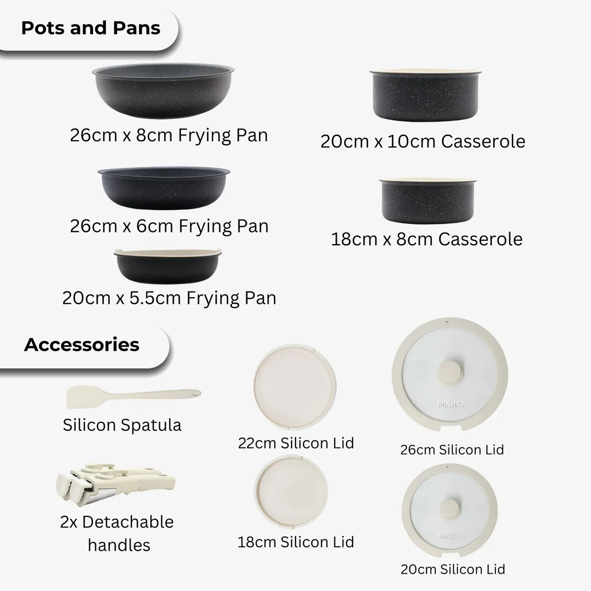 Minhaj 12-Piece Non-Stick Pot Set
